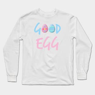 Good Egg (blue pink text) Long Sleeve T-Shirt